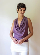 Cowl Neck Backless Halter Top in Amethyst