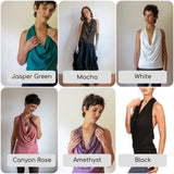 Cowl Neck Backless Halter Top in Jasper Green