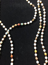 Carved Stone Buddha Pendant Antique Prayer Bead Mala Amonazite & Jasper Beaded Necklace