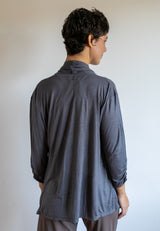 Tie in Front 3/4 Sleeve Blouse in Slate Grey