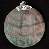 Flower Of Life Engraved Shell Pendant