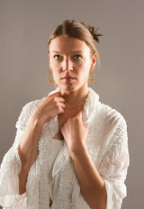 Cotton Ruched Shawl White Kundalini Yoga Wrap