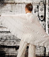 Cotton Ruched Shawl White Kundalini Yoga Wrap