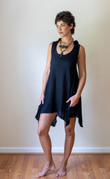 Pixie Sleeveless Hoodie Dress in Black