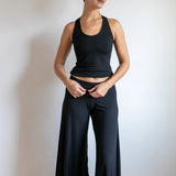 Burgundy Wide Leg Gaucho Pants – Fold Over Waist Boho Culottes