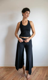 Burgundy Wide Leg Gaucho Pants – Fold Over Waist Boho Culottes