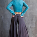 Burgundy Wide Leg Gaucho Pants – Fold Over Waist Boho Culottes