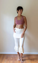 Ruffle Bloomer Yoga Flared Pants in Cream