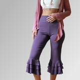 Ruffle Bloomer Yoga Flared Pants in Gray