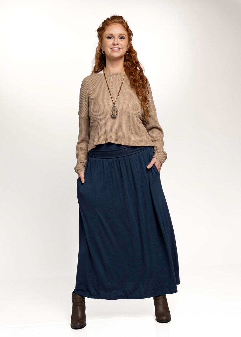 Bamboo Fabric Maxi Skirt With Pockets