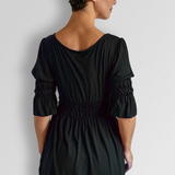 Goddess Sleeve Ruched Empire Waist Top in Black