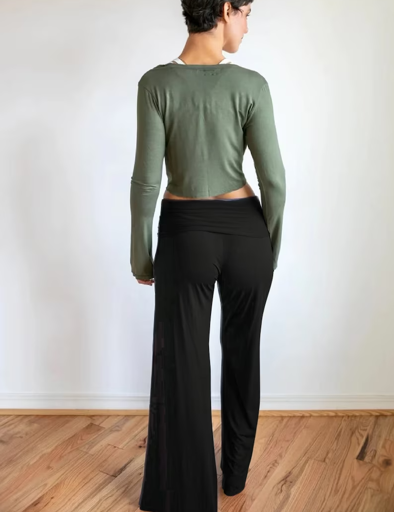 High Waist Straight Leg Fold Over Palazzo Pant
