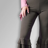 Ruffle Bloomer Yoga Flared Yoga/Dance Pants in Mocha
