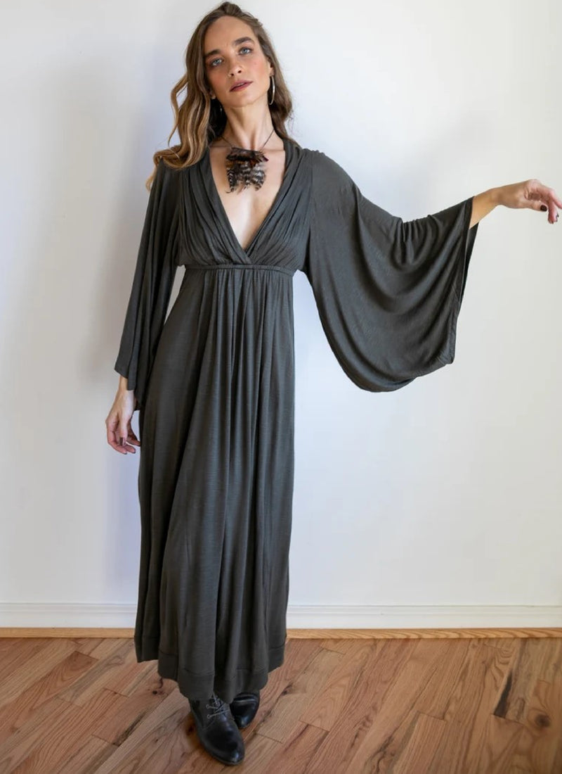 Bell Sleeve Goddess Boho Dress in Amethyst