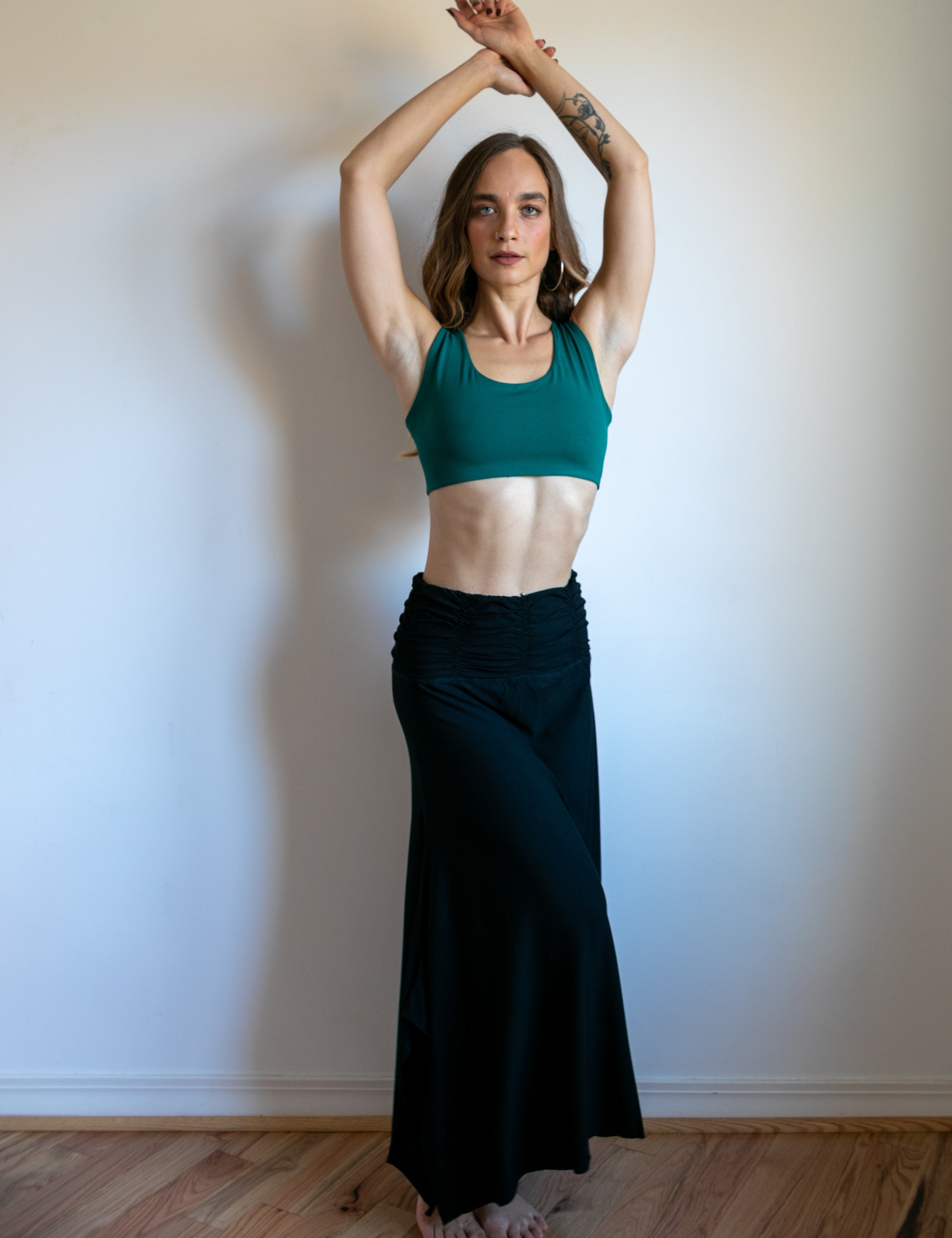  Shakti Ruched Waistband Long Maxi Skirt 1