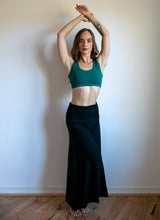 Shakti Ruched Waistband Long Maxi Skirt in Black
