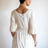 Goddess Sleeve Ruched Empire Waist Top in Cream white