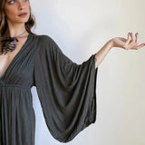 Greek Goddess Bell Sleeve Dress • Boho Priestess Maxi Gown • Empire Waist Wedding & Festival Dress