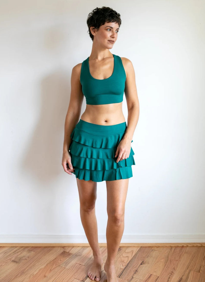 Shanti Criss Cross Back Yoga Bra | Crop Top | Sports Bra in Jasper Green