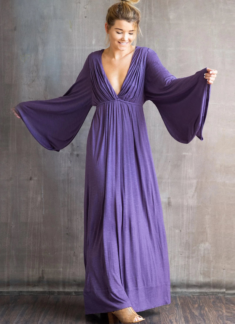 Bell Sleeve Goddess Dress Empire Waist Boho Maxi Dress Flowy Long Sleeve Festival Dress Sustainable Elegant Wedding Guest Dress Bell Sleeve Goddess Dress Empire Waist Boho Maxi Dress Flowy Long Sleeve Festival Dress Sustainable Elegant Wedding Guest Dress