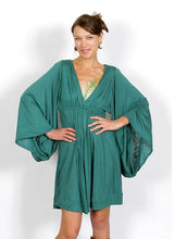 Bell Sleeve Goddess Boho Dress in Teal Green