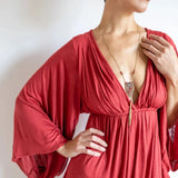 Red Bell Sleeve Mini Dress: Boho Festival Party Dress