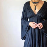 Black Bell Sleeve Dress: Boho Goddess Party Fairy Festival