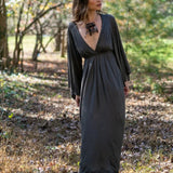 Greek Goddess Bell Sleeve Dress • Boho Priestess Maxi Gown • Empire Waist Wedding & Festival Dress