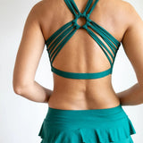 Shanti Criss Cross Back Yoga Sports Bra in Jasper Green