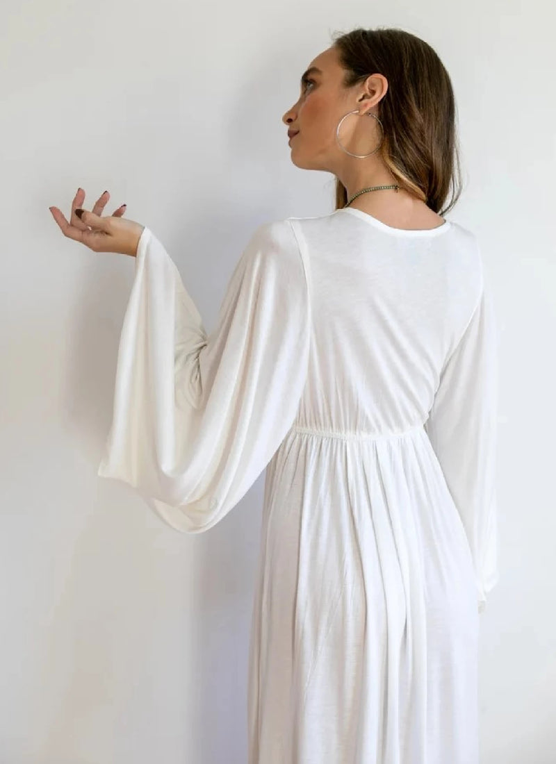 Bell Sleeve Goddess Dress | Boho Maxi Dress in White