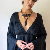 Black Bell Sleeve Dress: Boho Goddess Party Fairy Festival