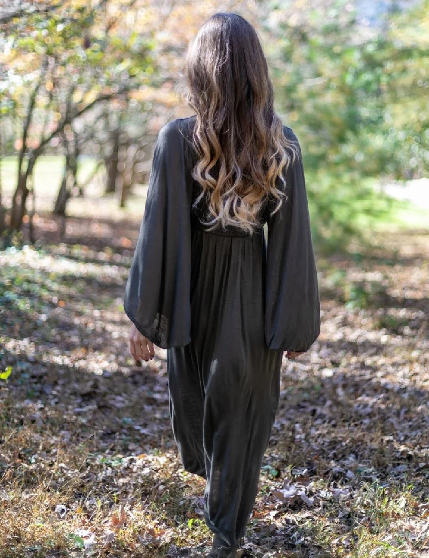 Greek Goddess Bell Sleeve Dress • Boho Priestess Maxi Gown • Empire Waist Wedding & Festival Dress