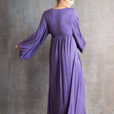 Bell Sleeve Goddess Dress – Empire Waist Boho Maxi Dress – Flowy Long Sleeve Festival Dress – Sustainable Elegant Wedding Guest Dress