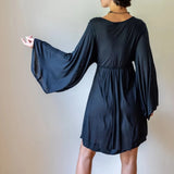 Black Bell Sleeve Dress: Boho Goddess Party Fairy Festival