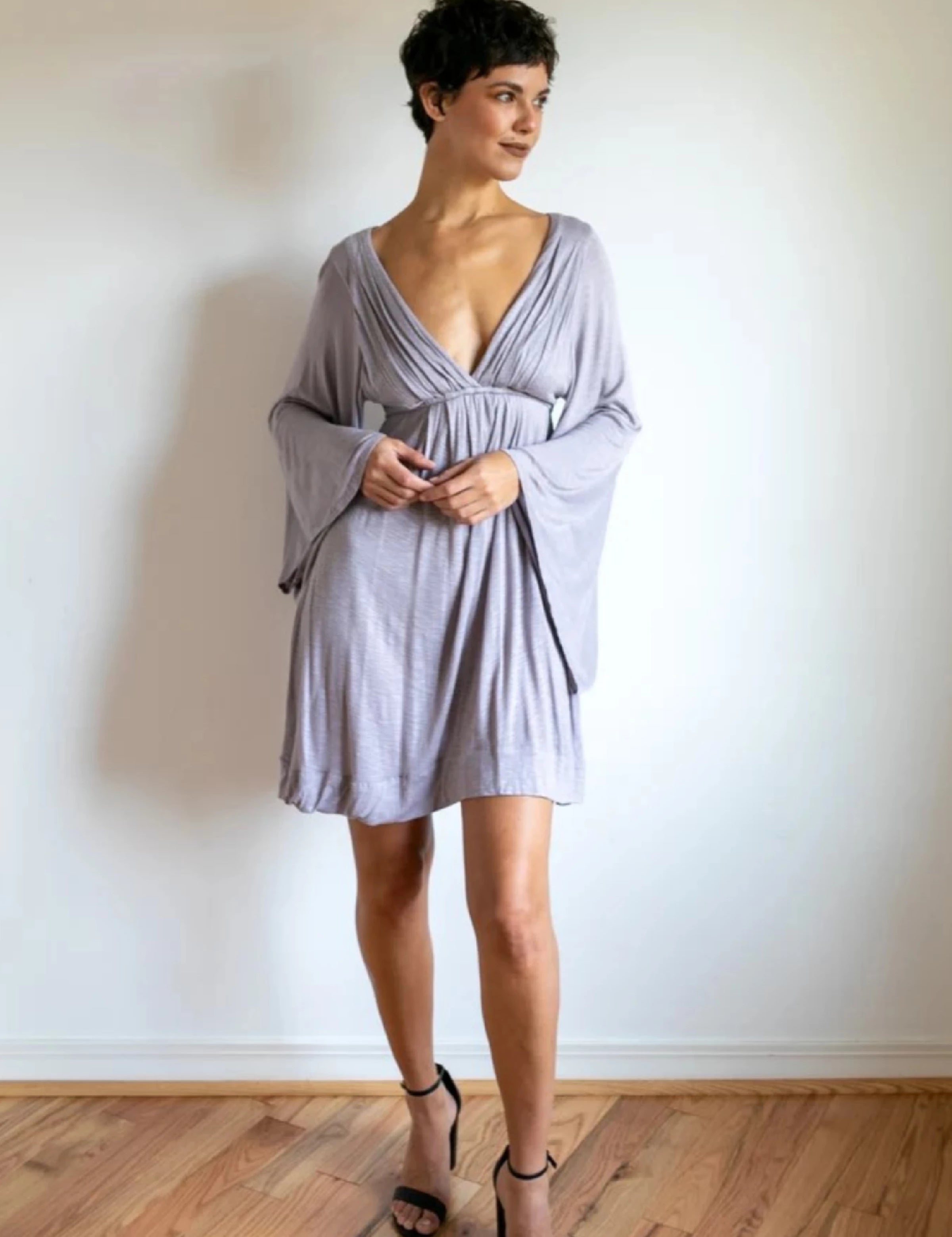 Ash Bell Sleeve Goddess Dress: Boho Festival Party Dress