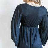 Black Bell Sleeve Maxi Dress: Boho Greek Goddess Rayon Blend