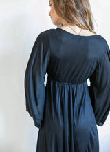 Bell Sleeve Goddess Boho Maxi Dress in Black