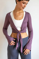 Olive Yoga Wrap Top: Ballet Tie Front Jacket