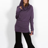 Star Cowl Neck Hoodie Shirt with Thumbholes in Amethyst