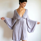 Emerald Green Bell Sleeve Dress: Boho Fairy Festival Rayon Gown