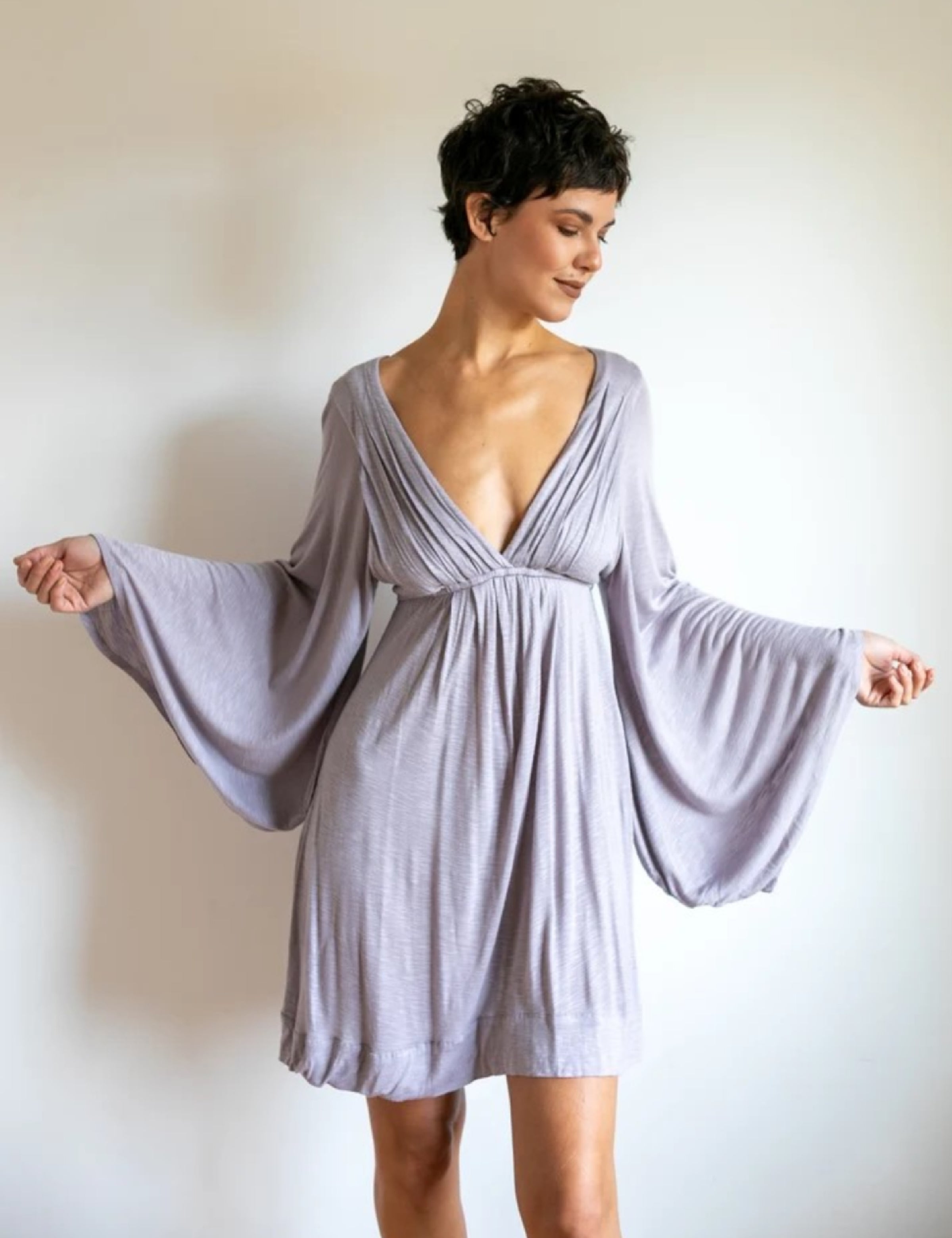 Bell Sleeve White Dress: Boho Greek Goddess Wedding Fairy Festival