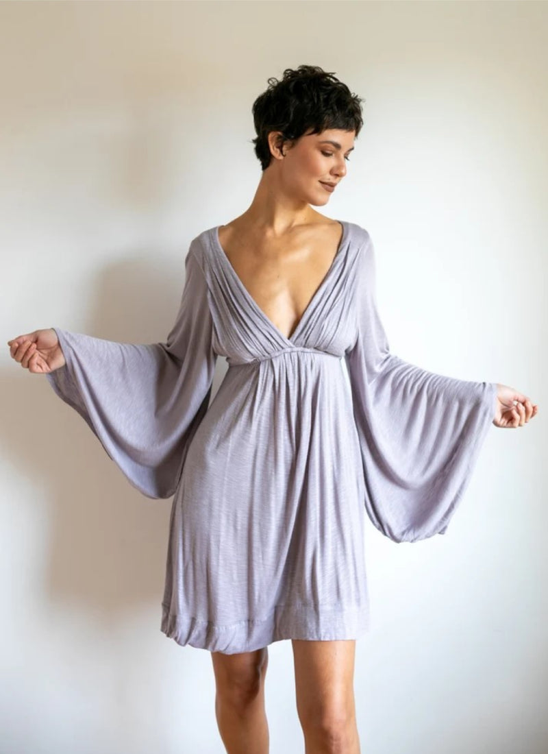 White Bell Sleeve Goddess Dress: Boho Wedding, Fairy Festival – Paramita  Designs
