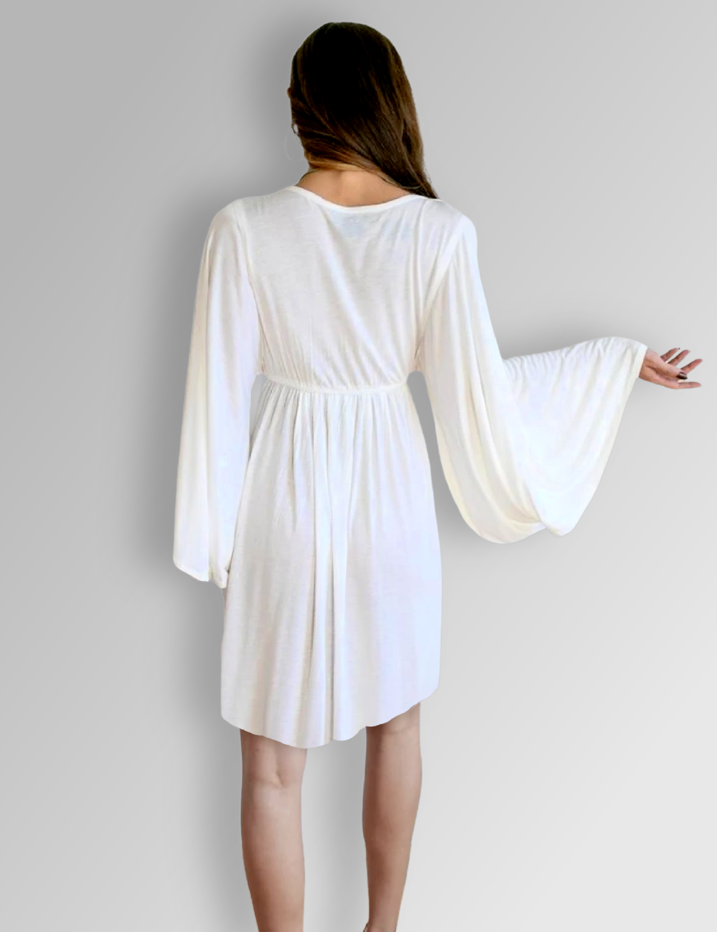 Bell Sleeve White Dress: Boho Greek Goddess Wedding Fairy Festival
