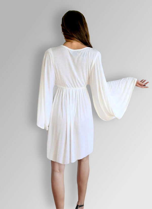 Bell Sleeve Goddess Dress | Boho Fairy Dress in White