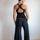 Faith Strappy Yoga Tank Top with Built in Bra in White