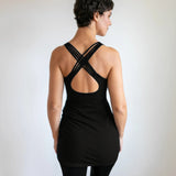 Extra Long Eggplant Woven Back Yoga Tank Top with Built-In Bra | Cotton Lycra Athletic Clothing
