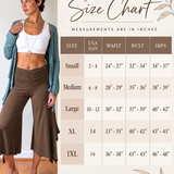 Ruched Waistband, Wide Leg, Flowy Gaucho Pants in Dark Teal