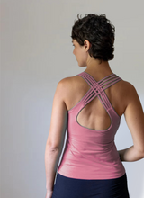 Faith Strappy Yoga Tank Top with Built in Bra in White