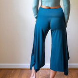 Burgundy Wide Leg Gaucho Pants – Fold Over Waist Boho Culottes