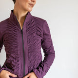 Ruched Zip Front Jacket – Plum Boho Yoga Lightweight Fall Jacket